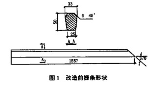 熟料破碎机设备单根栅条改进前结构图